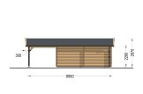 Double Wooden Garage MULTI (44 mm) 6x6 m With Single Carport 3x6 m specification 4