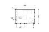 Garden Log Cabin LILLE (44 mm), 4x3 m (13'x10'), 12 m² specification 1