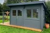 Garden Log Cabin With A Flat Roof LILLE (44 mm), 4x3 m (13'x10'), 12 m² customer 2