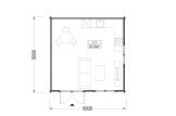 Log Cabin LILLE (44 mm), 5x5 m (16'x16'), 25 m² specification 1