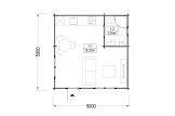 Garden Log Cabin NINA (34 mm), 5x5 m (16'x16'), 25 m² specification 1