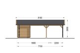 Double Wooden Carport 5.5x6 m (18'x20') With Shed (44 mm), 2x6 m (7'x20') specification 4