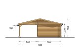 Single Wooden Garage MULTI (44 mm) 4x6 m (13'x20') with Carport 3x6 m (10'x20') specification 4