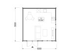 Log Cabin WISSOUS (34 mm), 5x5 m (16'x16'), 25 m² specification 1