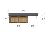 Double Wooden Garage MULTI (44 mm) 6x6 m With Single Carport 3x6 m specification 2
