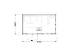 Garden Log Cabin WISSOUS (44 mm), 5x3 m (16'x10'), 15 m² specification 1