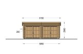 Double Wooden Garage with Flat Roof MODERN (44 mm), 6x5 m (20'x16'), 30 m² specification 2