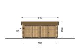 Double Wooden Garage with Flat Roof MODERN (44 mm), 6x6 m (20'x20'), 36 m² specification 2