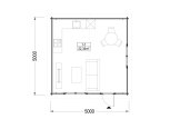 Log Cabin DREUX (44 mm), 5x5 m (16'x16'), 25 m² specification 1