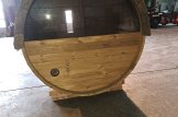 Outdoor Barrel Sauna HELGA 17 (46 mm), 1.7 m, ⌀ 1.97 m With Panoramic Window (Half-Height) customer 3
