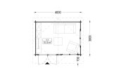 Garden Log Cabin WISSOUS (44 mm), 4x3 m (13'x10'), 12 m² specification 1
