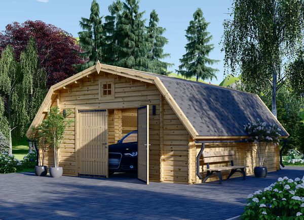 Single Wooden Garage TEXAS (44 mm), 6x6 m (20'x20') avp.ui.product_images.thumbnail 1