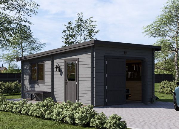 Single Wooden Garage With Flat Roof MODERN (34 mm), 4x6 m (13'x20'), 24 m² avp.ui.product_images.thumbnail 1