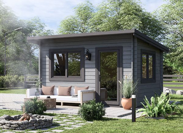 Garden Log Cabin With A Flat Roof DREUX (44 mm), 4x3 m (13'x10'), 12 m² avp.ui.product_images.thumbnail 1
