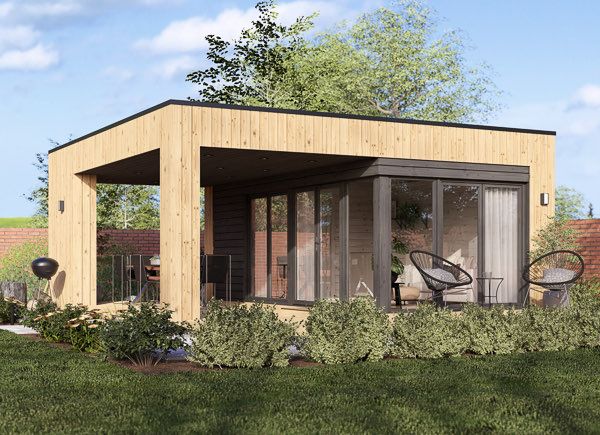 Garden room INES PLUS with front terrace (34 mm + cladding), 6x6 m (20'x20'), 36 m² avp.ui.product_images.thumbnail 1