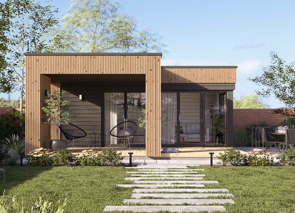 Garden room INES PLUS with L-shape terrace (Insulated, 34 + cladding), 6x6 m (20'x20'), 36 m² avp.ui.product_images.thumbnail 1