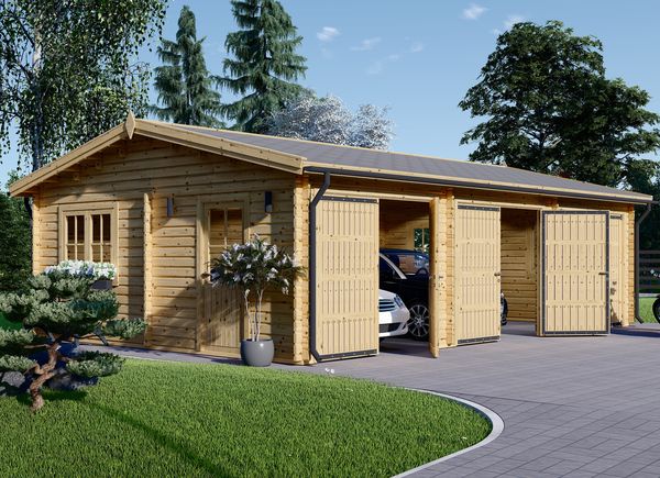 Triple Wooden Garage TRIO (44 mm), 9x6 m (30'x20'), 54 m² avp.ui.product_images.thumbnail 1