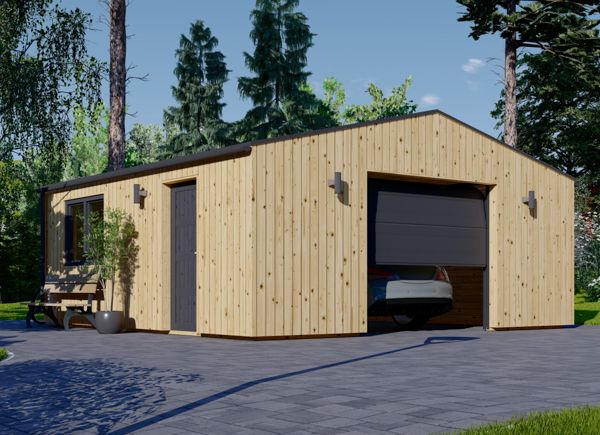 Single Wooden Garage SILVIA (34 mm + Cladding), 6x6 m (20'x20'), 36 m² avp.ui.product_images.thumbnail 1