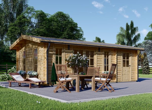 Log Cabin LEA With Shed Attached (44 mm), 7x4 m (23'x13'), 28 m² avp.ui.product_images.thumbnail 1