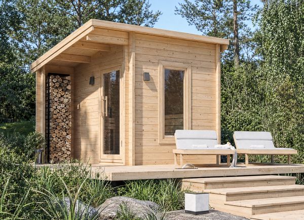 Wooden Sauna VIGOR 1 with Porch | Solid Log – 3.30×2.50 m (11'×8'), 6.65 m² thumbnail 1