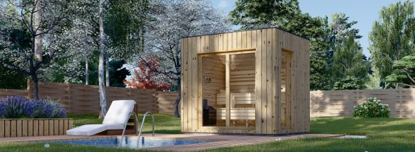 Outdoor Sauna DELLA (34 mm + Cladding), 2,6 x 2,1 m, 3,8 m²