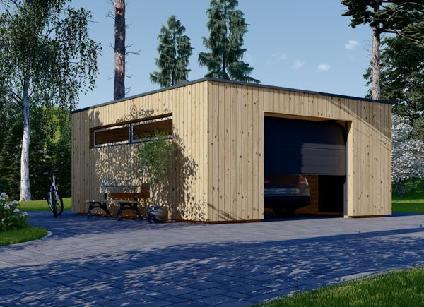 Single Wooden Garage With Flat Roof SILVIA F (34 mm + Cladding), 5x6 m (16'x20'), 30 m² avp.ui.product_images.thumbnail 1