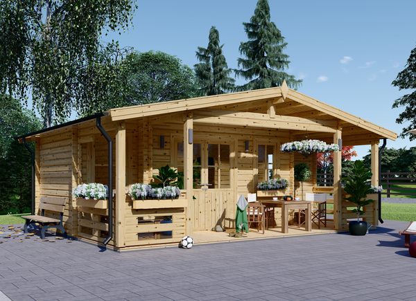 Garden Log Cabin PARIS (34 mm), 6.7x5.7 m (22'x19'), 21 m² + 11 m² Terrace avp.ui.product_images.thumbnail 1