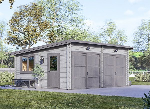 Double Wooden Garage with Flat Roof MODERN (44 mm), 6x5 m (20'x16'), 30 m² avp.ui.product_images.thumbnail 1