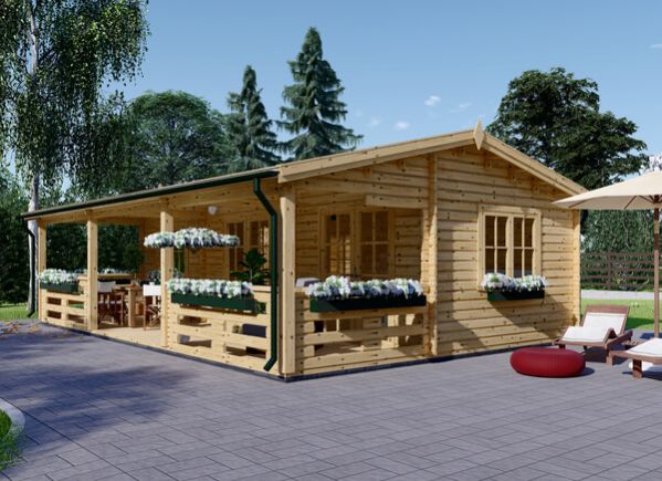 Log Cabin AMELIA (44 mm), 9x6 m (30'x20'), 32 m² With 20 m² Terrace avp.ui.product_images.thumbnail 1