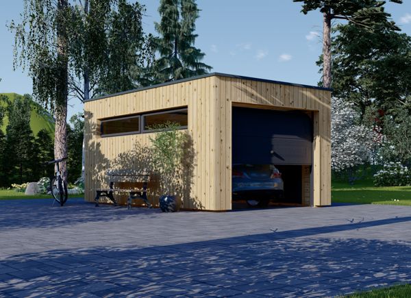 Single Wooden Garage SILVIA F (34 mm + Cladding), 3.4x5.4 m (11'x18'), 20 m² avp.ui.product_images.thumbnail 1