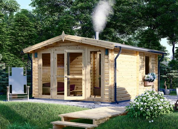 Outdoor Sauna ELDA (44 mm), 4x4 m, 16 m² (4 Rooms) avp.ui.product_images.thumbnail 1