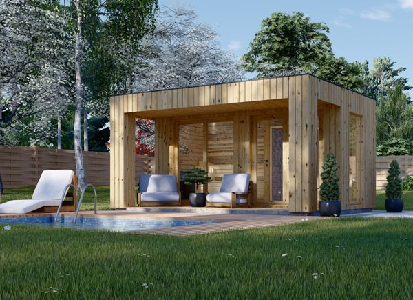 Outdoor Sauna With Changing Room DELLA (34 mm + Cladding), 4,6 x 2,1 m, 7,2 m², Terrace 6,7 m² avp.ui.product_images.thumbnail 1