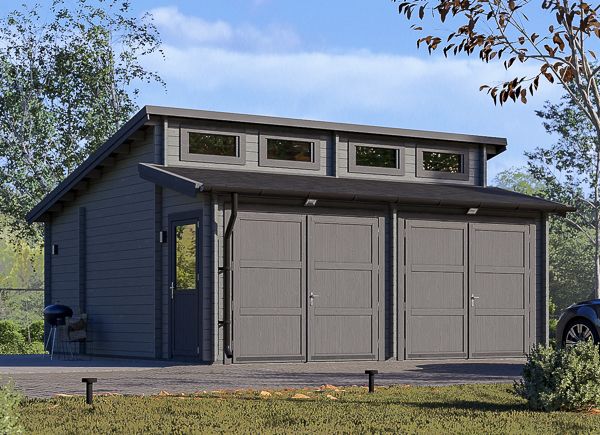 Double Wooden Garage TWIN DUO (44 mm), 6x6 m (20'x20'), 36 m² avp.ui.product_images.thumbnail 1