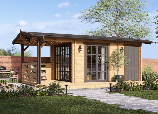 Garden Log Cabin LILI with a shed (34 mm), 6x3 m (20'x10'), 11 m² avp.ui.product_images.thumbnail 1