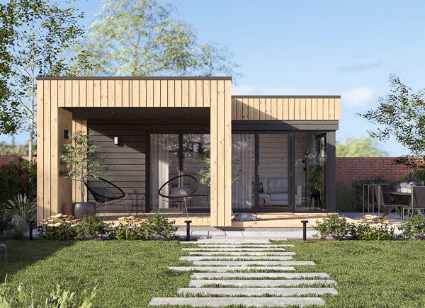 Garden room INES PLUS with L-shape terrace (Insulated, 34 + cladding), 6x6 m (20'x20'), 36 m² avp.ui.product_images.thumbnail 1