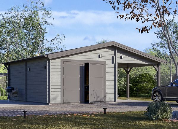 Single Wooden Garage MULTI (44 mm) 4x6 m (13'x20') with Carport 3x6 m (10'x20') avp.ui.product_images.thumbnail 1