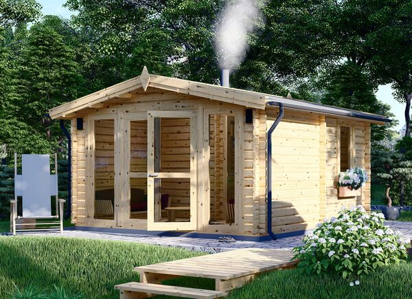 Outdoor Sauna ELDA (44 mm), 4x4 m, 16 m² (3 Rooms) avp.ui.product_images.thumbnail 1