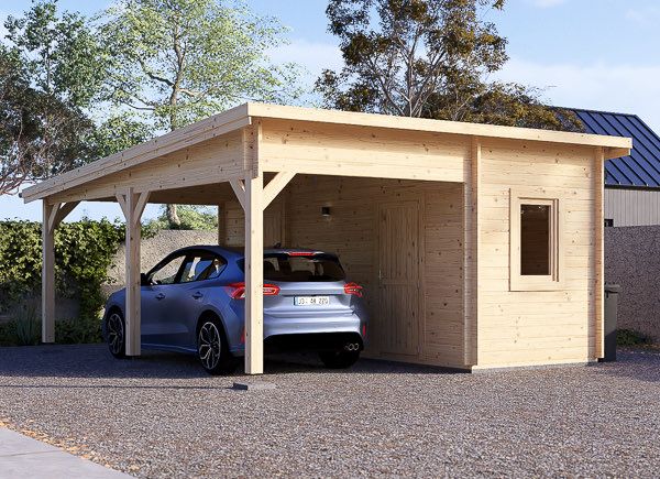 Single Wooden Carport MODERN With A Shed 5.95x5 m (20’x16’) avp.ui.product_images.thumbnail 1