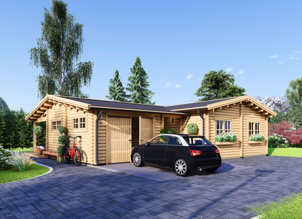 Log Cabin House BERTA (66 mm), 72 m² With 18 m² Terrace And 20 m² Garage avp.ui.product_images.thumbnail 1