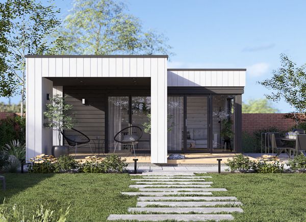 Garden room INES PLUS with L-shape terrace (Insulated, 34 + cladding), 6x6 m (20'x20'), 36 m² avp.ui.product_images.thumbnail 1