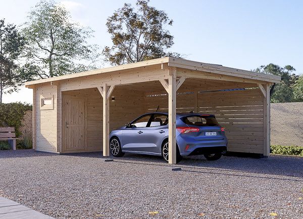 Single Wooden Carport MODERN With A Shed 8x4 m (26’x13’) avp.ui.product_images.thumbnail 1