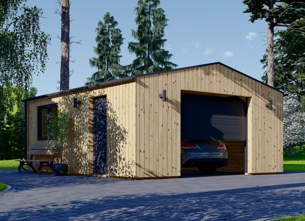Single Wooden Garage SILVIA (34 mm + Cladding), 5x6 m (16'x20'), 30 m² avp.ui.product_images.thumbnail 1