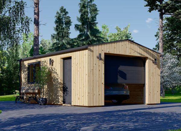 Single Wooden Garage SILVIA (34 mm + Cladding), 4x6 m (13'x20'), 24 m² avp.ui.product_images.thumbnail 1