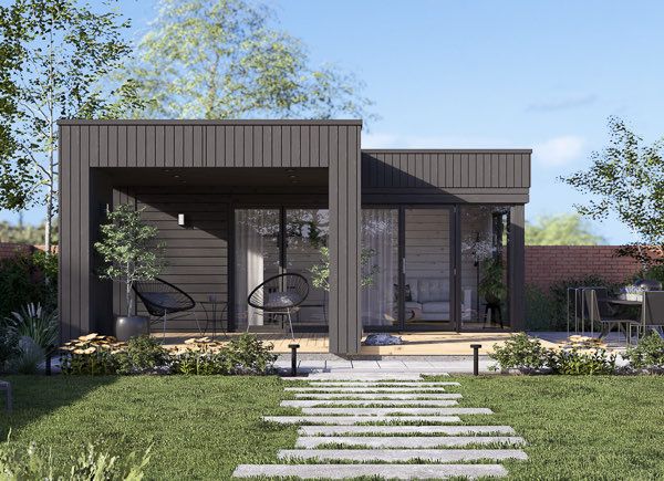 Garden room INES PLUS with L-shape terrace (34 mm + cladding), 6x6 m (20'x20'), 36 m² avp.ui.product_images.thumbnail 1