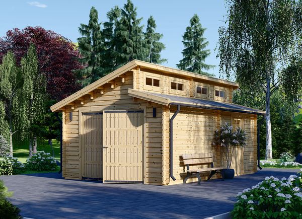 Single Wooden Garage TWIN (44 mm), 4x6 m (13'x20'), 24 m² avp.ui.product_images.thumbnail 1