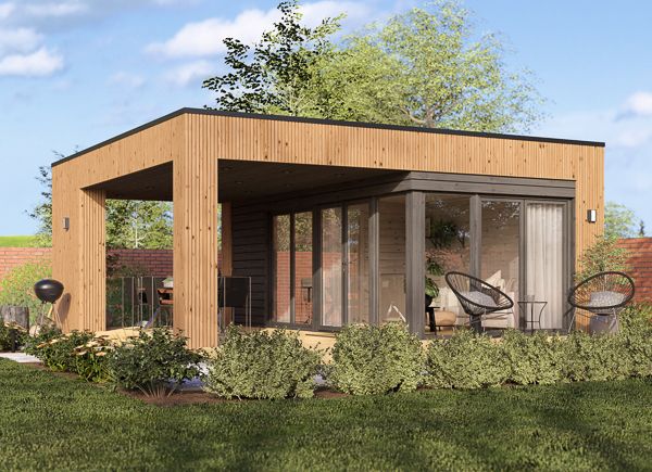 Garden room INES PLUS with front terrace (34 mm + cladding), 6x6 m (20'x20'), 36 m² avp.ui.product_images.thumbnail 1