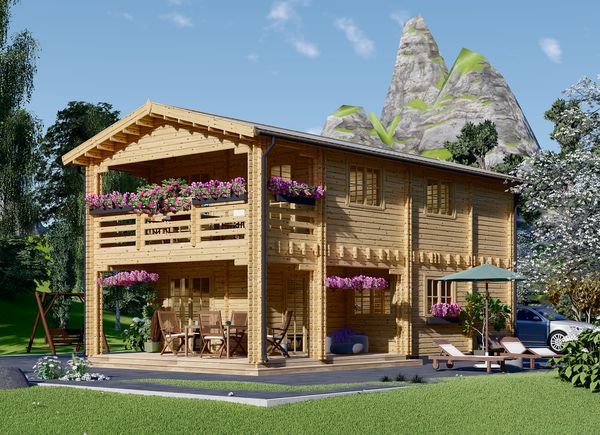 Log Cabin House TOULOUSE (66 mm), 100 m² With 20 m² Terrace avp.ui.product_images.thumbnail 1