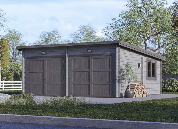 Double Wooden Garage with Flat Roof MODERN (44 mm), 6x6 m (20'x20'), 36 m² avp.ui.product_images.thumbnail 1