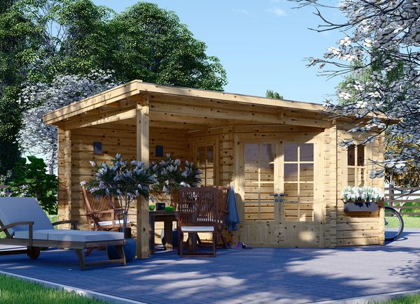 Garden Log Cabin KATERINA (28 mm), 5x3 m (16'x10'), 7.5 m² With 7.5 m² Terrace avp.ui.product_images.thumbnail 1