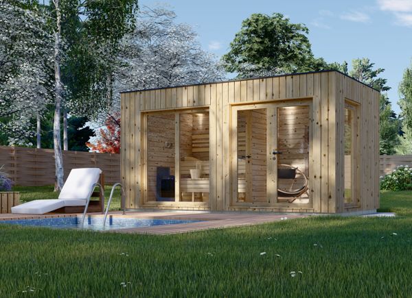 Outdoor Sauna With Changing Room DELLA (34 mm + Cladding), 4,6 x 2,6 m, 9,3 m² avp.ui.product_images.thumbnail 1